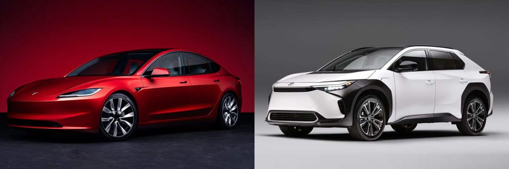 Tesla Model 3 vs Toyota bZ4x - comparativa