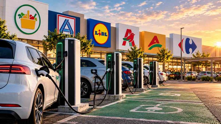Los supermercados compiten por ofrecer los precios de recarga más baratos a los coches eléctricos