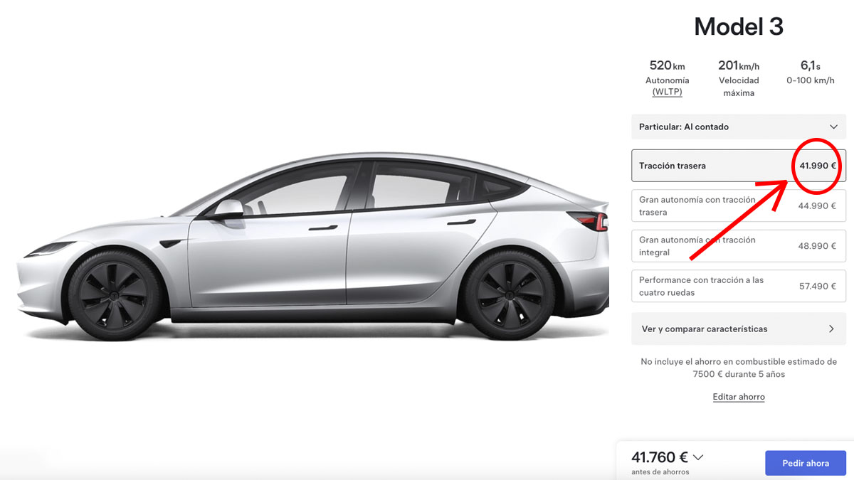 Tesla sube el precio del Model 3 de 35.000 a 41.990 euros y pone fin a su estrategia de precios agresivos
